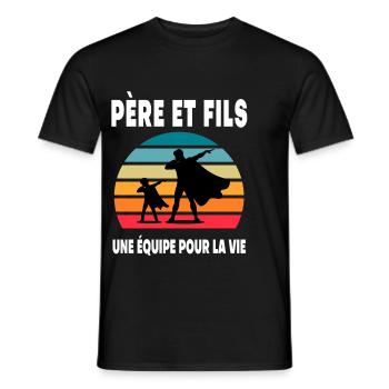 père et fils papa super héros dab duo vintage - T-shirt homme - noir - Devant - AI Model Male 178 light (178cm)