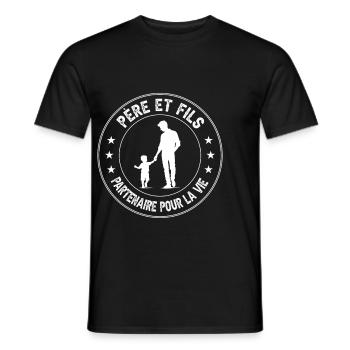 père et fils partenaire vie duo papa fête pères - T-shirt homme - noir - Devant - AI Model Male 178 light (178cm)