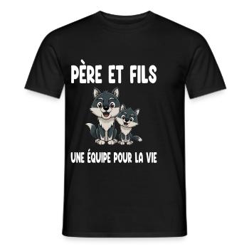 Father and Son Wolf Dad Duo Matching Father's Day - Men's T-Shirt - black - Front - AI Model Male 178 light (178cm)
