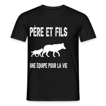 Father and Son Wolf Dad Father's Day - Men's T-Shirt - black - Front - AI Model Male 178 light (178cm)