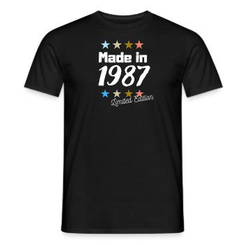 Fabriqué en 1987 Édition Limitée Vintage Anniversaire - T-shirt homme - noir - Devant - AI Model Male 178 light (178cm)