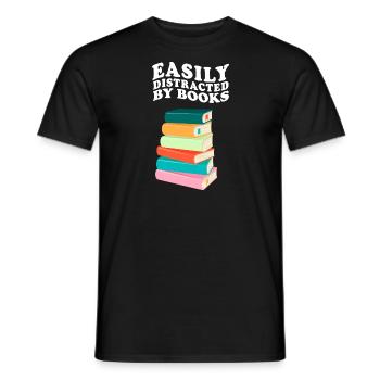 Facilement distrait par les livres Rétro Vintage Lecture - T-shirt homme - noir - Devant - AI Model Male 178 light (178cm)