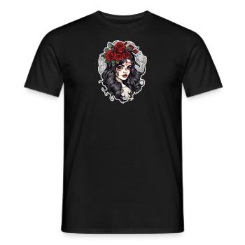 Gothic Rose Queen Illustration - Men's T-Shirt - black - Front - AI Model Male 178 light (178cm)