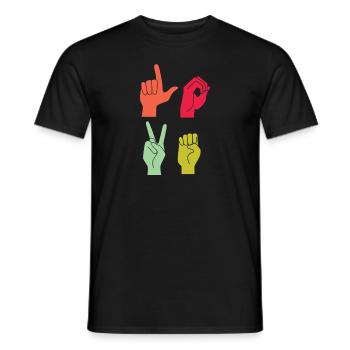 Love Sign ASL Deaf Pride - Männer T-Shirt - Schwarz - Vorne - AI Model Male 178 light (178cm)