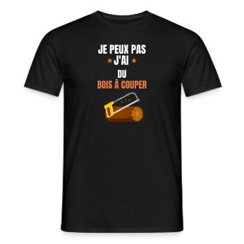 je peux pas j'ai du bois à couper - T-shirt homme - noir - Devant - AI Model Male 178 light (178cm)