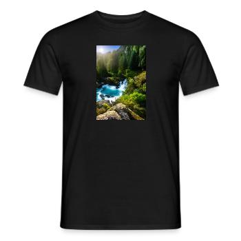 River Landscape - Men's T-Shirt - black - Front - AI Model Male 178 light (178cm)