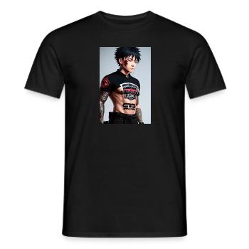 Personne d’anime japonais - T-shirt homme - noir - Devant - AI Model Male 178 light (178cm)