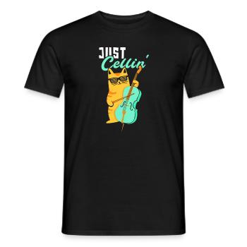 Lustiges Cello-Katzen-Design für Cello-Spieler - Männer T-Shirt - Schwarz - Vorne - AI Model Male 178 light (178cm)