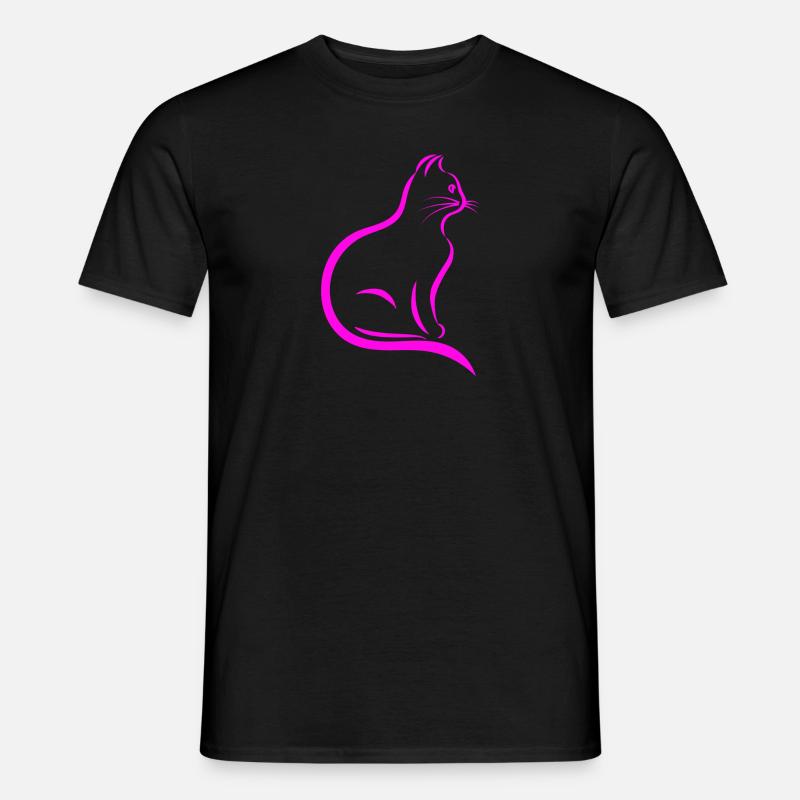 Rosa Katze - Männer T-Shirt - Schwarz