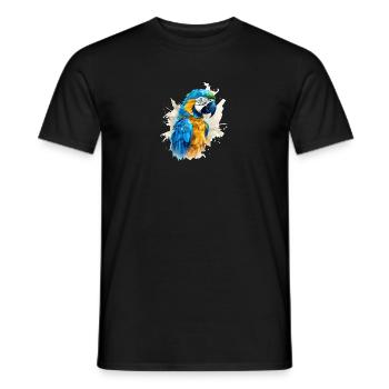 Blau-Gold Ara - Männer T-Shirt - Schwarz - Vorne - AI Model Male 178 light (178cm)