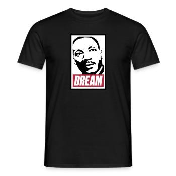 Obey x Dream MLK - Men's T-Shirt - black - Front - AI Model Male 178 light (178cm)