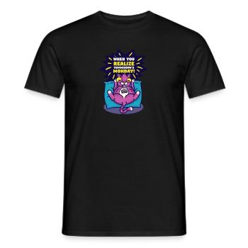 Cat Hates Monday Monday Grouch - Men's T-Shirt - black - Front - AI Model Male 178 light (178cm)