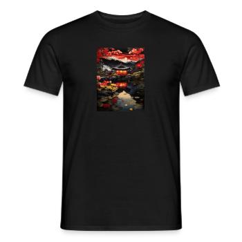 Peinture d’illustration d’art japonais - T-shirt homme - noir - Devant - AI Model Male 178 light (178cm)