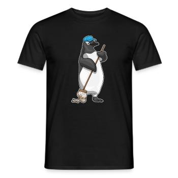 Penguin Cleaner Mop Mob - Men's T-Shirt - black - Front - AI Model Male 178 light (178cm)