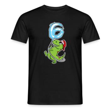 6e anniversaire dinosaure - T-shirt homme - noir - Devant - AI Model Male 178 light (178cm)