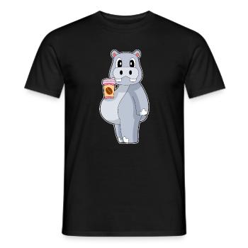 Hippopotamus Coffee to go - Men's T-Shirt - black - Front - AI Model Male 178 light (178cm)
