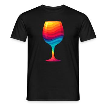 Verre à vin coloré - T-shirt homme - noir - Devant - AI Model Male 178 light (178cm)