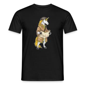 Einhorn Pirat Schatzkarte - Männer T-Shirt - Schwarz - Vorne - AI Model Male 178 light (178cm)