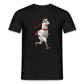 Lama avec bandeau jogging - T-shirt homme - noir - Devant - AI Model Male 178 light (178cm)