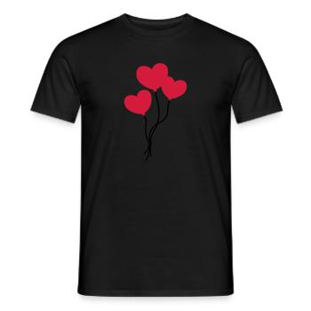 Herzballons / heart balloons / ballon coeur - Men's T-Shirt - black - Front - AI Model Male 178 light (178cm)