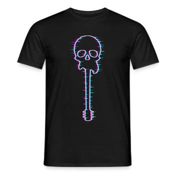 Guitar Glitch Skull Gitarrist Bass Rock Musiker - Männer T-Shirt - Schwarz - Vorne - AI Model Male 178 light (178cm)