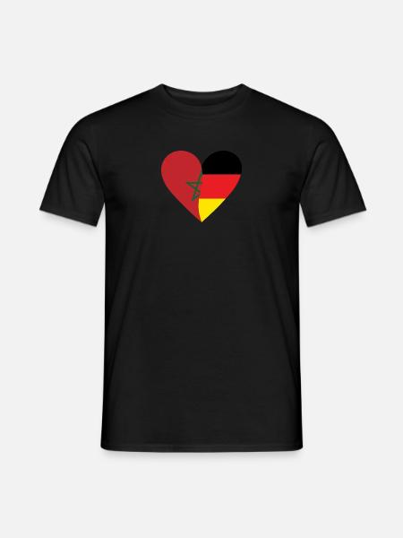 Morocco Germany Heart - Men's T-Shirt - black