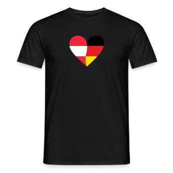 Austria Germany Heart - Männer T-Shirt - Schwarz - Vorne - AI Model Male 178 light (178cm)