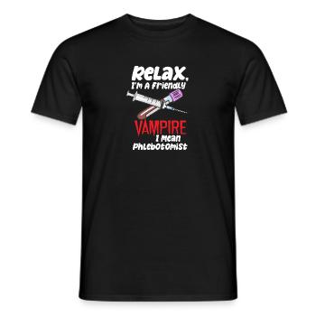 Relax, I'm A Friendly Vampire I Mean Phlebotomist - Männer T-Shirt - Schwarz - Vorne - AI Model Male 178 light (178cm)