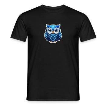 Cute Owl Kawaii Mascot - Men's T-Shirt - black - Front - AI Model Male 178 light (178cm)