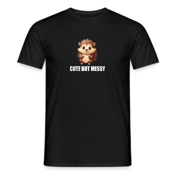 Hérisson mignon mais désordonné - T-shirt homme - noir - Devant - AI Model Male 178 light (178cm)
