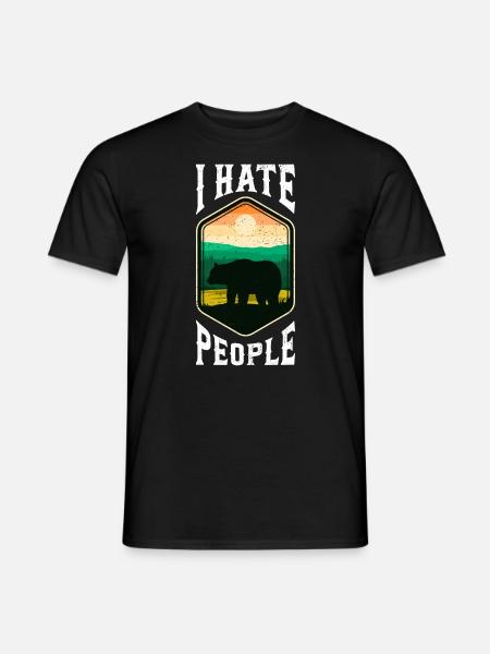 I hate people Bär Vintage - Ich hasse Menschen - Männer T-Shirt - Schwarz