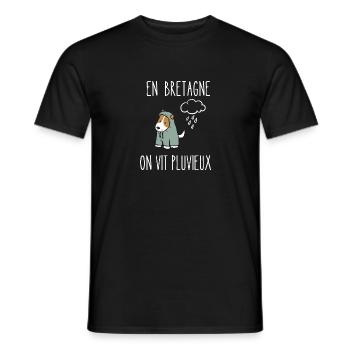 en bretagne on vit pluvieux - T-shirt homme - noir - Devant - AI Model Male 178 light (178cm)