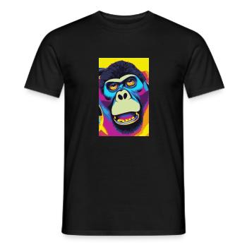 Gorilla écoute de la musique - T-shirt homme - noir - Devant - AI Model Male 178 light (178cm)