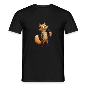 verrückter Fuchs mit Bier - Männer T-Shirt - Schwarz - Vorne - AI Model Male 178 light (178cm)