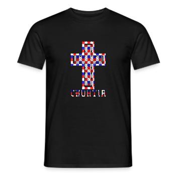 Croatie Croix drapeau patriotisme Vintage Gloire cheveux - T-shirt homme - noir - Devant - AI Model Male 178 light (178cm)