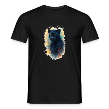 panther aquarell - Männer T-Shirt - Schwarz - Vorne - AI Model Male 178 light (178cm)