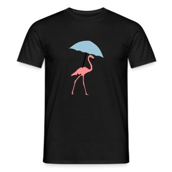 Flamingo with umbrella or parasol - Men's T-Shirt - black - Front - AI Model Male 178 light (178cm)