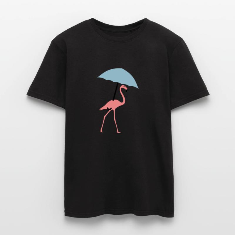 Flamingo mit Regenschirm oder Sonnenschirm Männer T-Shirt