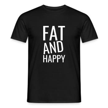 Fat and Happy - Body positive Quotes - Men's T-Shirt - black - Front - AI Model Male 178 light (178cm)