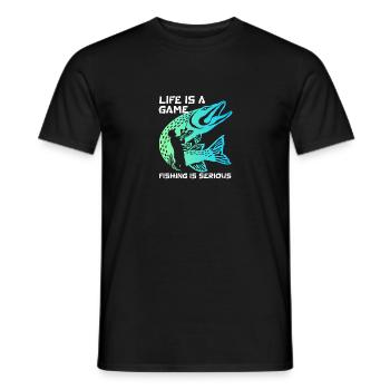 Angler fishing - Men's T-Shirt - black - Front - AI Model Male 178 light (178cm)
