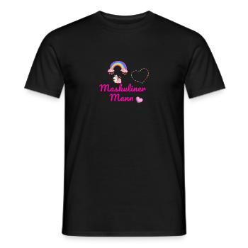Mann, maskulin,einhorn,Herz, - Männer T-Shirt - Schwarz - Vorne - AI Model Male 178 light (178cm)