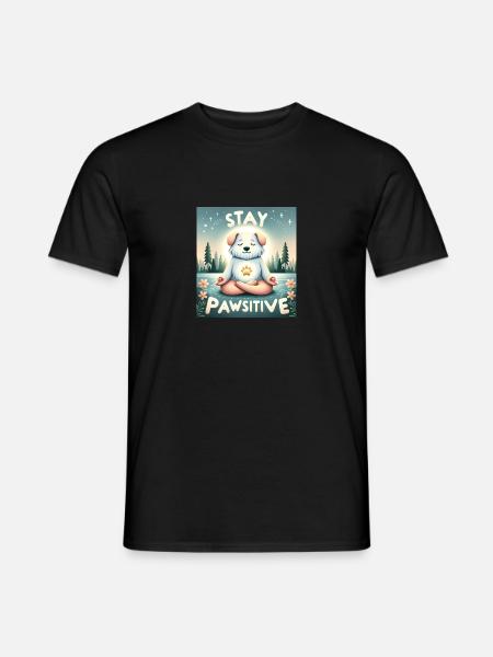 stay pawsitive dog - Männer T-Shirt - Schwarz