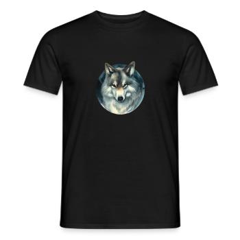fox wild dog menacing illustration in a circle of glances - Men's T-Shirt - black - Front - AI Model Male 178 light (178cm)