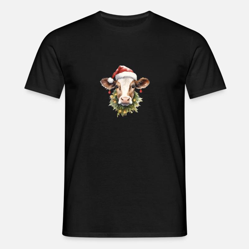 Weihnachtskuh - Männer T-Shirt - Schwarz