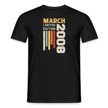 March 2008 - Birthday Gift March 2008 March - Men's T-Shirt - black - Front - AI Model Male 178 light (178cm)