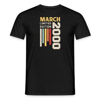 March 2000 - Birthday gift March 2000 March - Men's T-Shirt - black - Front - AI Model Male 178 light (178cm)