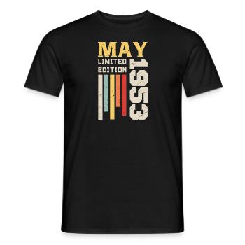 Mai 1953 - Cadeau anniversaire né en Mai 1953 Mai - T-shirt homme - noir - Devant - AI Model Male 178 light (178cm)