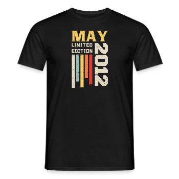 May 2012 - Birthday gift born in May 2012 May - Men's T-Shirt - black - Front - AI Model Male 178 light (178cm)