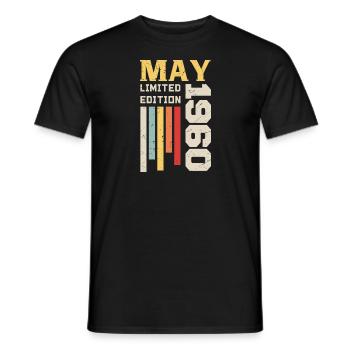 May 1960 - Birthday gift born in May 1960 May - Men's T-Shirt - black - Front - AI Model Male 178 light (178cm)