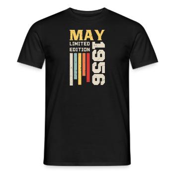 May 1956 - Birthday gift born in May 1956 May - Men's T-Shirt - black - Front - AI Model Male 178 light (178cm)